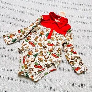 Toddler Christmas Bodysuit with Red Collar